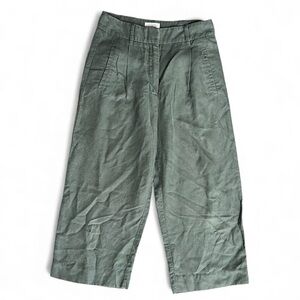 Wilfred Aritzia Green Linen Culottes‎ Wide Leg Cropped Pants 0